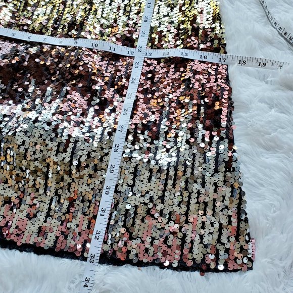 Sequin Mini Dress | Backless Halter Rose Gold | Small - Picture 13 of 14